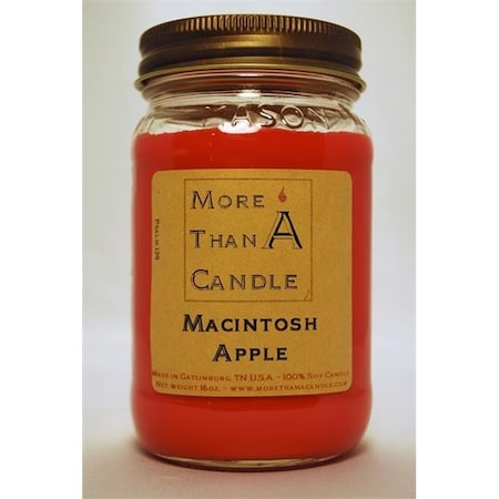 More Than A Candle MAC16M 16 Oz Mason Jar Soy Candle; Macintosh Apple